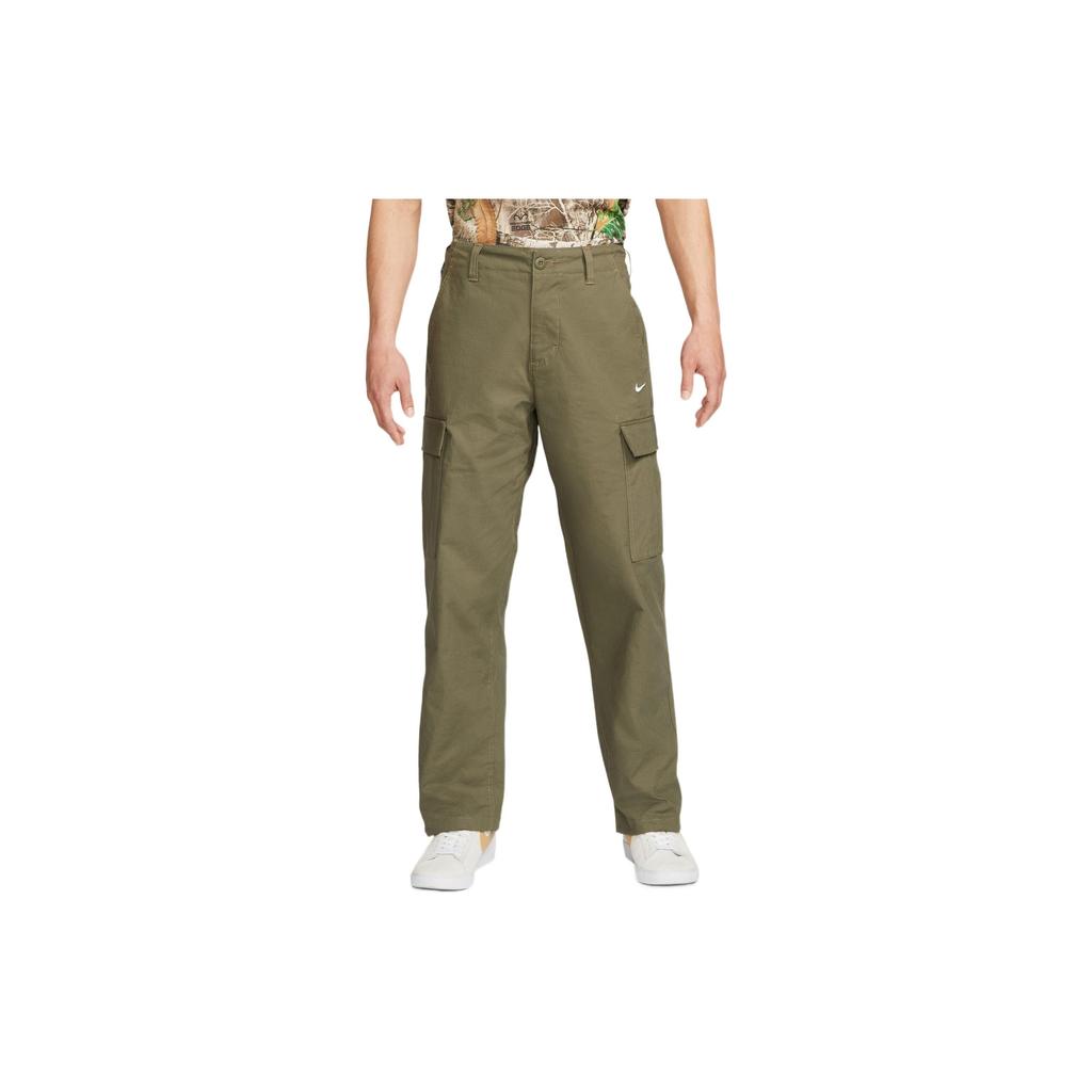 Nike Solid High-Waist Cargo Trousers With Large Pockets Men Bottoms Olive-Green FD0402-222