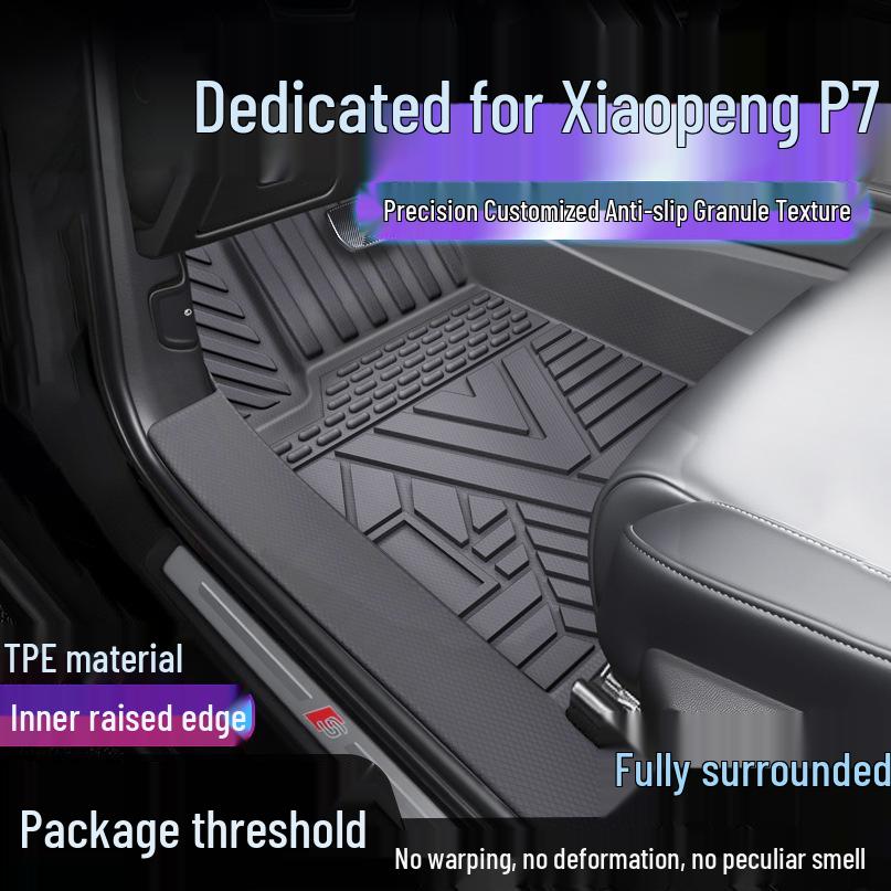 XPeng P7/P7+ TPE Waterproof Floor Mats & Door Sill Protectors Single-layer Upgraded TPE Mat