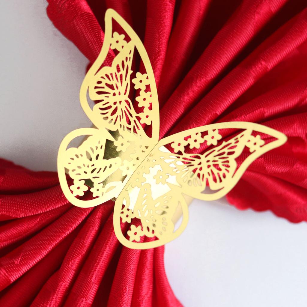 50Pcs Butterfly Napkin Rings Wedding Birthday Christmas Home Dinner Table Decoration Napkin Rings Holders Party Supplies Favors
