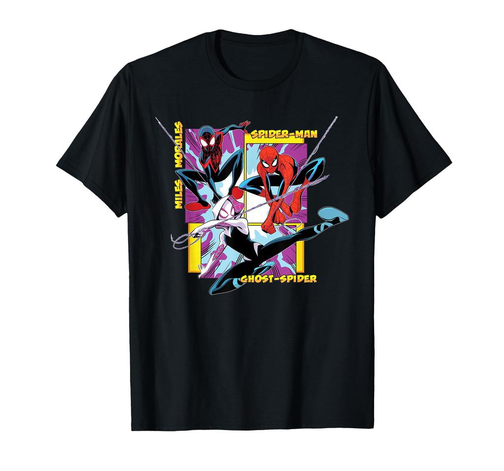 Marvel Spider-Man Miles Morales Ghost Spider Web-Swinging Trio T-Shirt