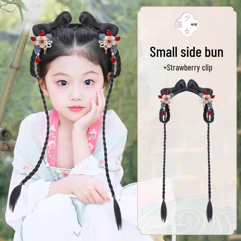 Kinder-Hanfu-Perücke und Dutt-Haarreif Haarschmuck