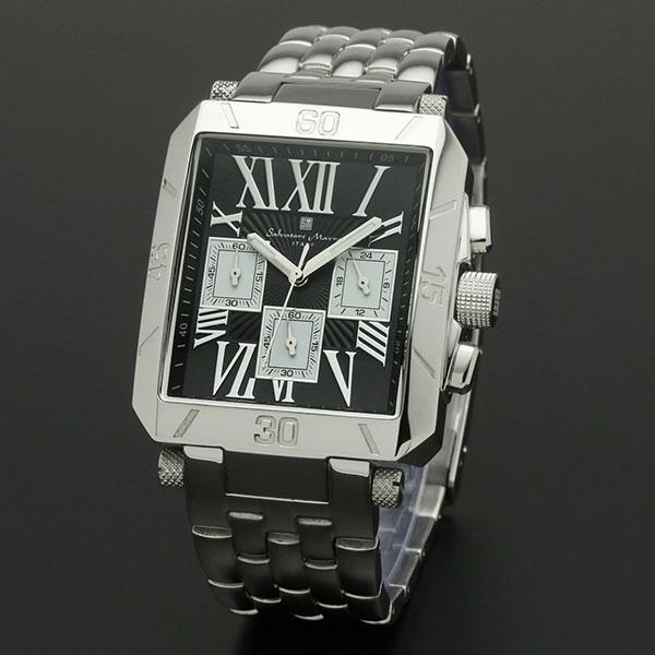 Special order genuine item Salvatore Marra wristwatch SM17117-SSBKSV square chronograph metal waterproof mens free shipping