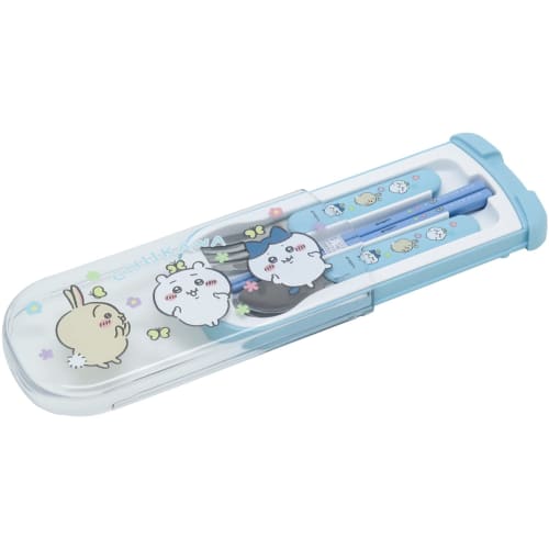 OSK Bento Chopsticks, Cutlery, Chiikawa Pull-Lid Trio, Made in Japan, Antibacterial, CT-20, Blue, 8.4 x 19.7 x 1.9 cm (H)
