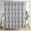 1Pc Waterproof Gray Polyester Shower Curtain With Metal Grommets, 180*180Cm Durable Fabric Bath Curtain For Bathroom Partitions