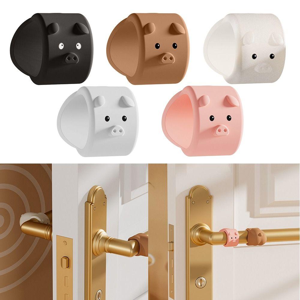 3Pcs Silicone Door Stopper Anti-Shock Cartoon Doorknob Bumper Pad Punch-free Silent Door Handle Anti-collision Ring for Bedroom