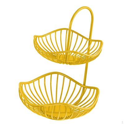 2 Tier Fruit Basket Bowl Server Minimalist Bread Vegetable Holder for Farmhouse Decor
