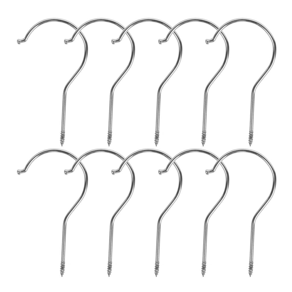 10Pcs Heavy Duty Screw Hooks Plastic Pants Clip Cast Iron Hooks for Hanging Cups Plants Keys Kitchen Bathroom Accessories