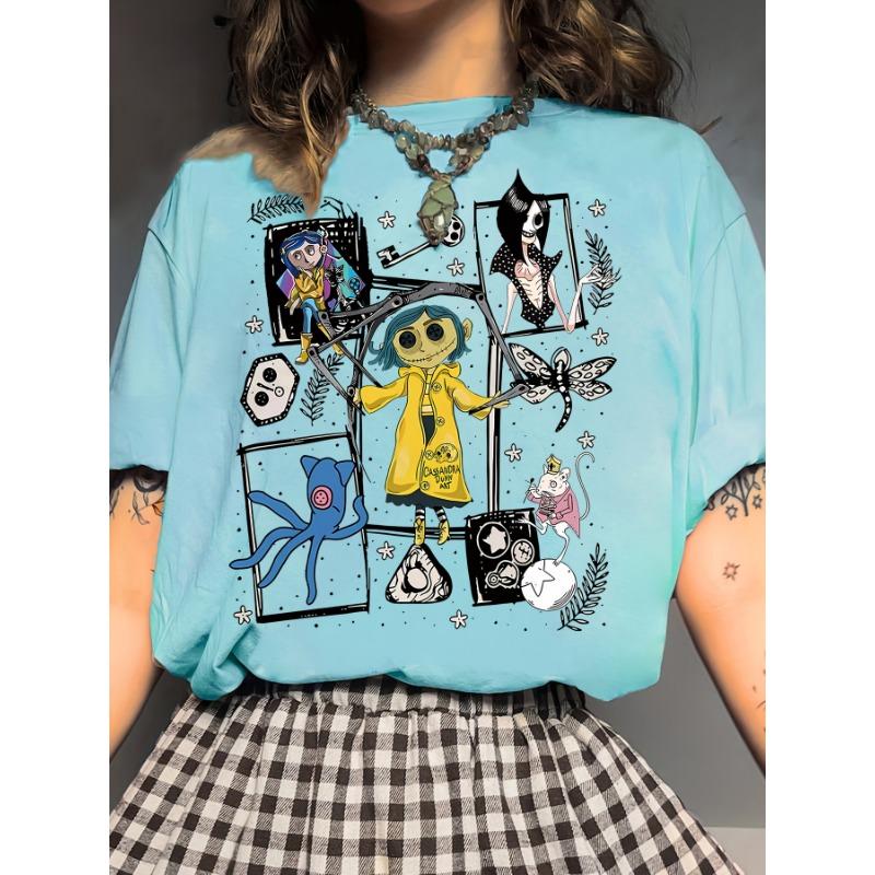 Women's Casual Round Neck Portrait Printed Polyester Fiber T-Shirt Fashion Street Oversized Short-Sleeved Summer Ladies Clothing
