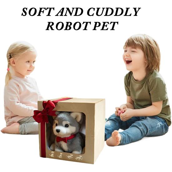 Robot Puppy Plush Toy Soft Stuffed Animal Doll Realistic Fluffy Pet Dog Comfortable Kids Companion Gifts