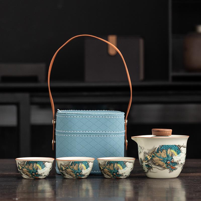 Ru kiln travel tea set, high-end business gifts, gifts for leaders, banks, insurance customers, and company annual meeting