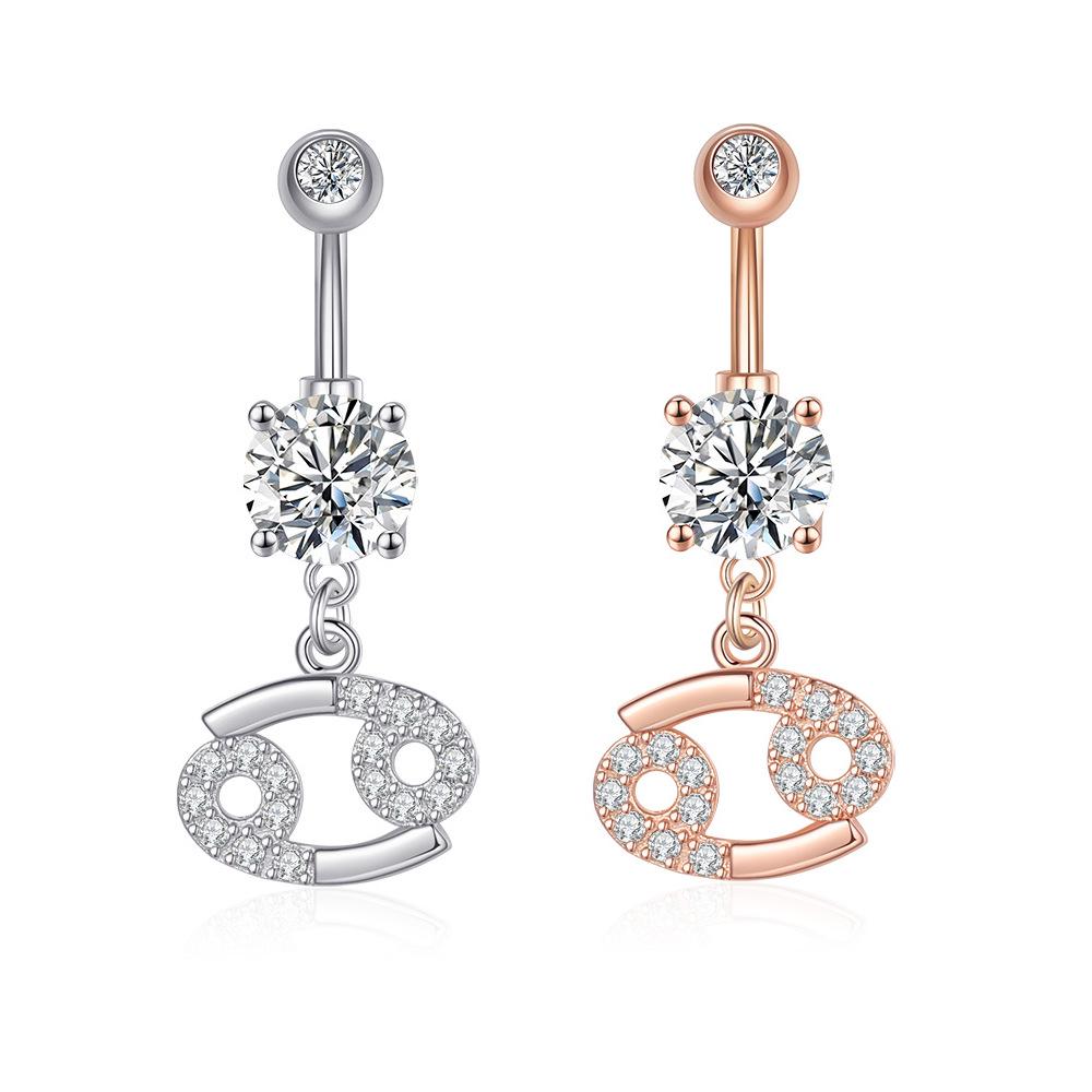 Zircon Belly Button Ring - Twelve Constellations Design