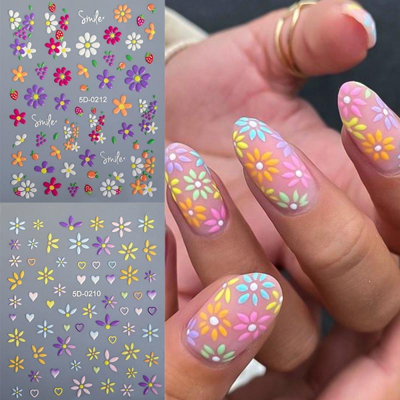 Sweet Small Fresh Flower Nail Art Sticker Summer Spring Self-Adhesive Nail Decals for Nails Decoration