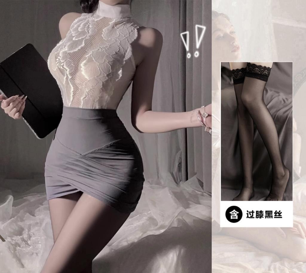 Domila's New Stewardess Secretary Hip Skirt Is Passionate and Seductive, Sexy Hollow Uniform, No Small Chest Open Uniform