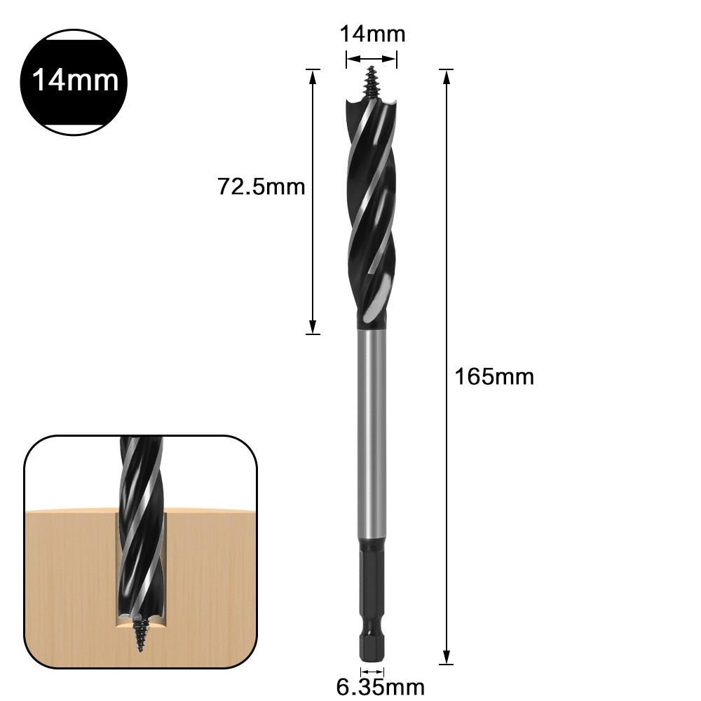 Woodworking Branch Drill, Four-Slot Woodworking Drill, Door Lock Hole Opener, Four-Blade Extended Woodworking Drill, Hexagonal Handle