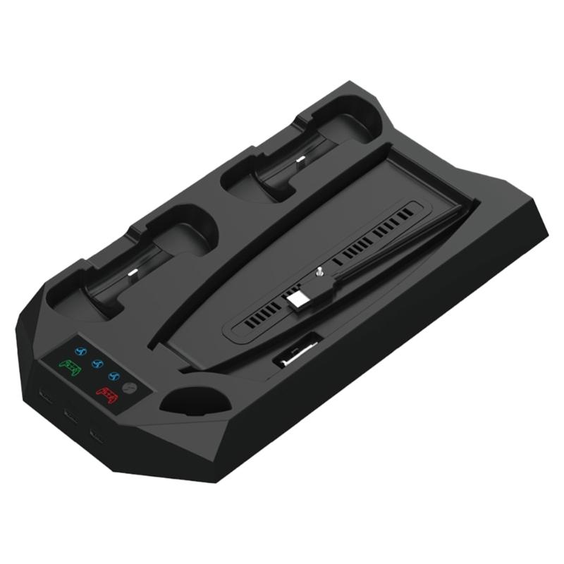 Multifunctional Consoles Cooling Stand with Integrated Two Controller Charging and Headsets Holder
