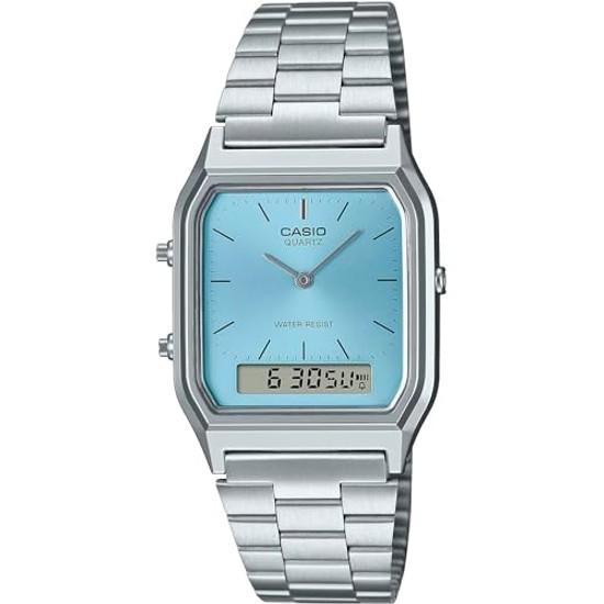 CASIO Ana-Digi Quartz Wristwatch Vintage Series AQ-230A-2A1MQY Unisex Dual Time Ice Blue Overseas Model