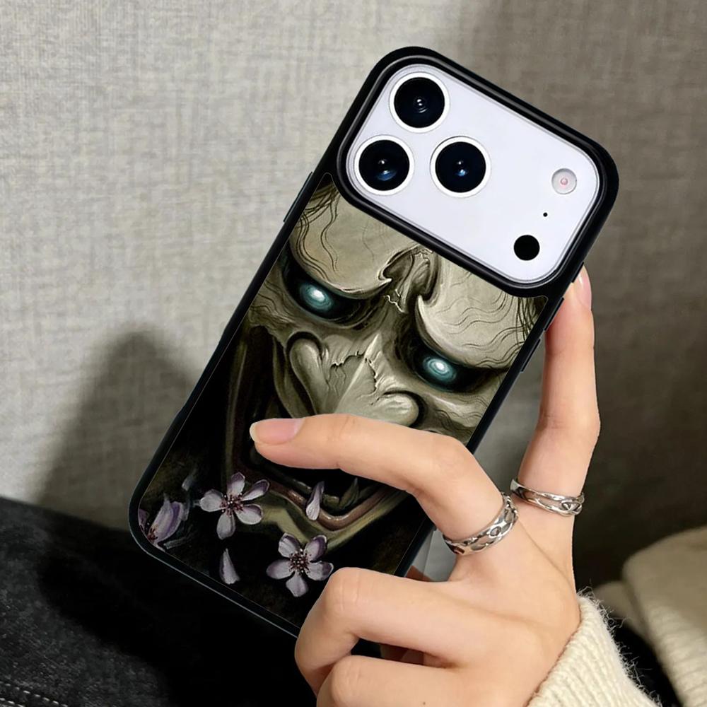 Capa Case for iPhone 17 Air 16 Pro Max 15 Plus 11 13 Mini 14 12 Back Phone Cover Samurai Mask Warrior Helmet