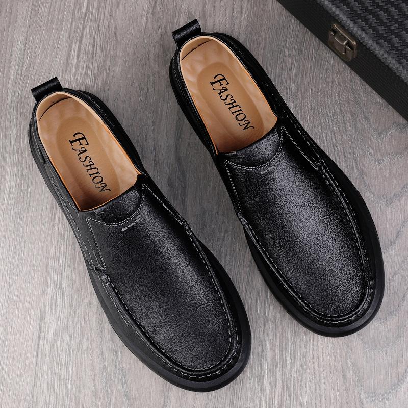 Men Casual Leather Shoes Slip On Genuine Leather Men's Casual Shoes  Summer Men Shoes Handmade Natural Leather Men Loafers