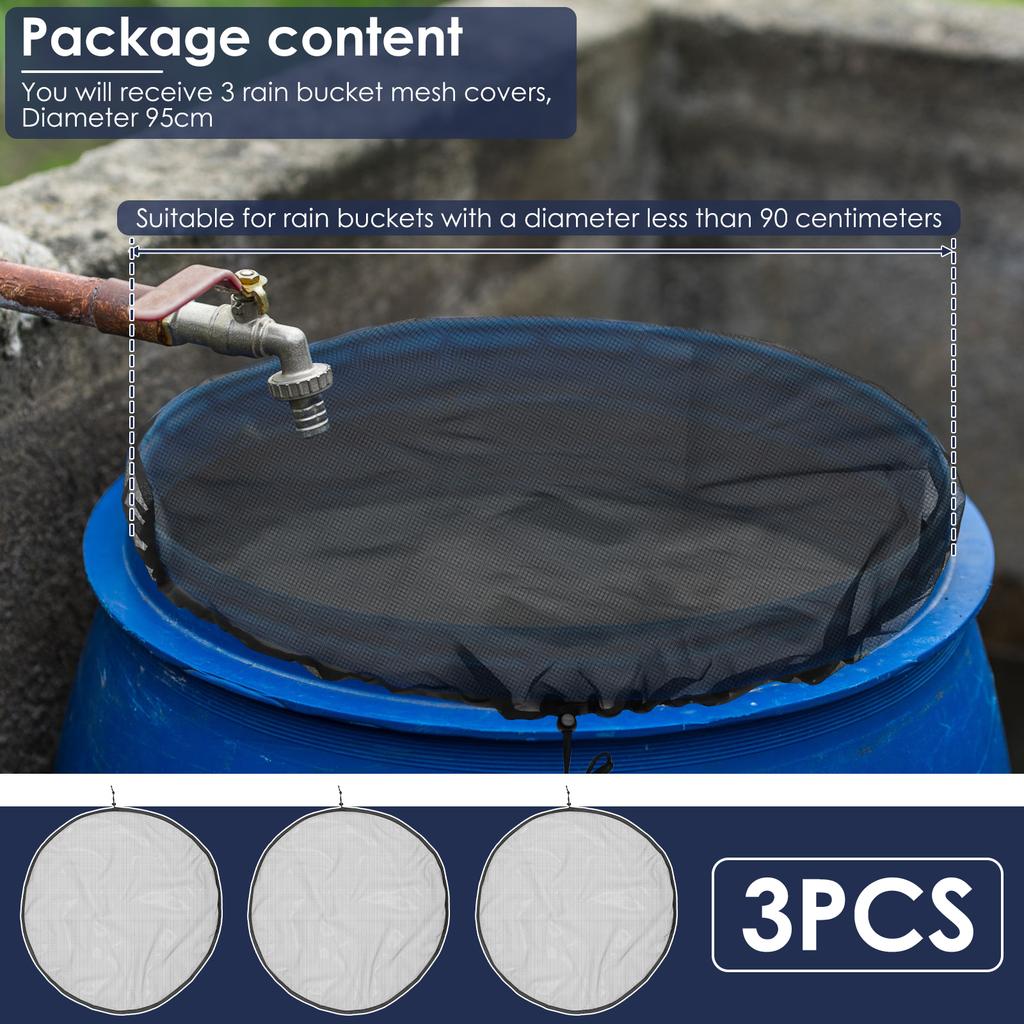 3 Pcs Rain Barrels Mesh Cover Outdoor Water Collection Buckets Cover Water Tank Protection Rain Collect Tool Drawstring Garden