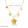 Gold Paperclip Chain Necklace with Flower and Butterfly Charms