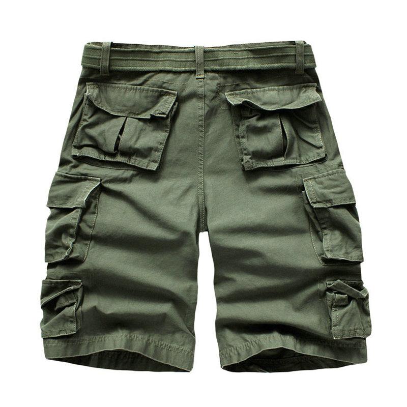 2026 New Fashion Military Cargo Shorts Men High Quality Cotton Casual Multi-pocket Men's Summer Shorts ( With Belt )