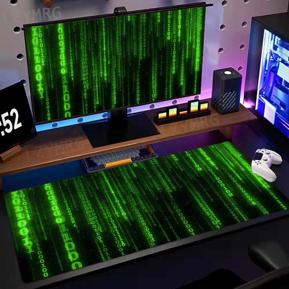 Matrix Binary Code Mouse Pad Large Rubber Base Antislip PC Desk Accessories Mousepad for Office Gamer Keyboard Mats Decor Mat