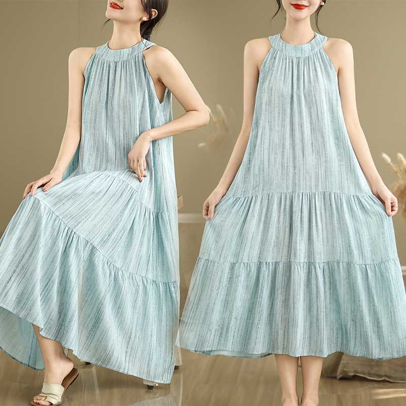 

Женское длинное платье в стиле непринужденный шик M светло-синий