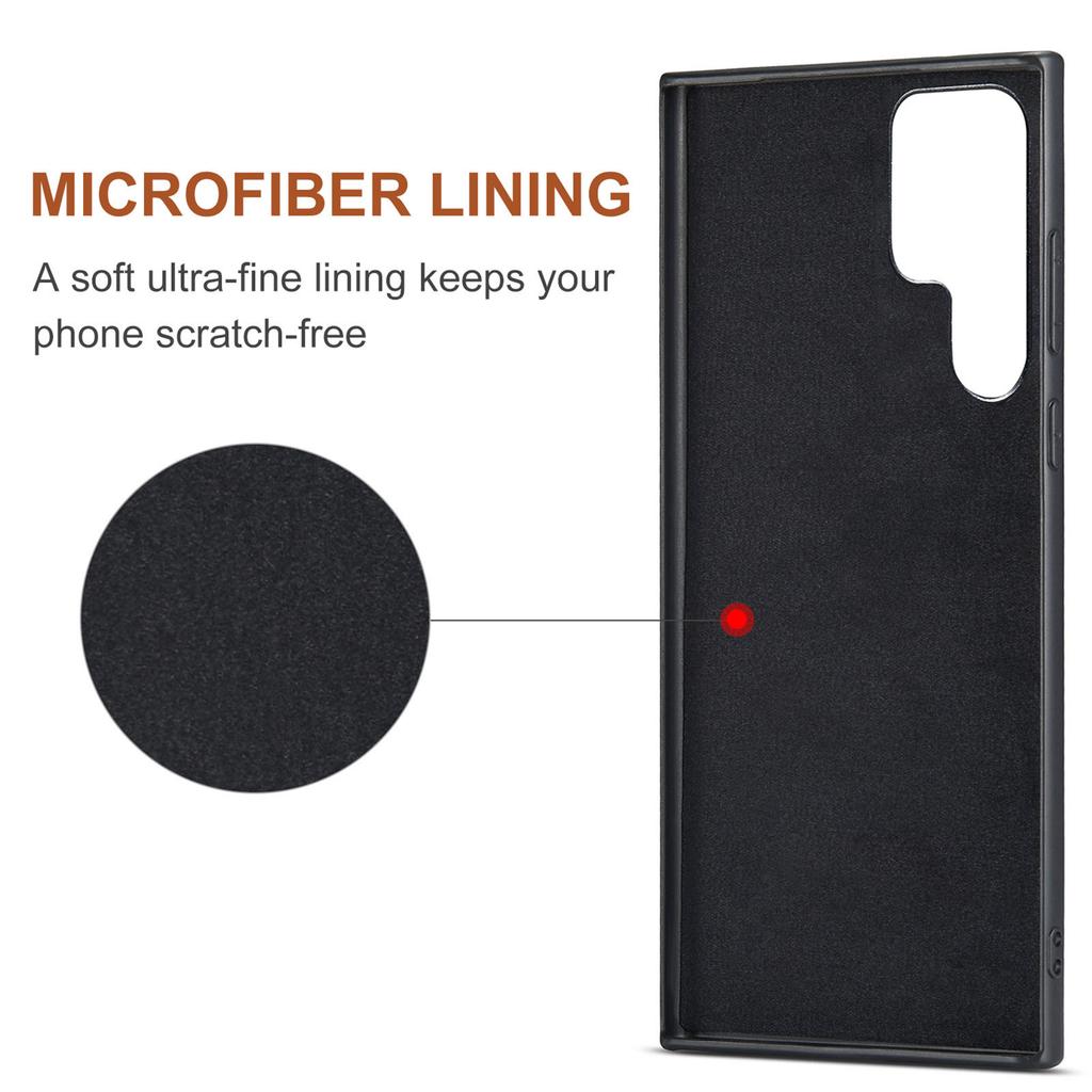 Phone Case Magnetic Card Holder Wallet Stand Cover Fit for Samsung Galaxy S22 Brown S22 Ultra