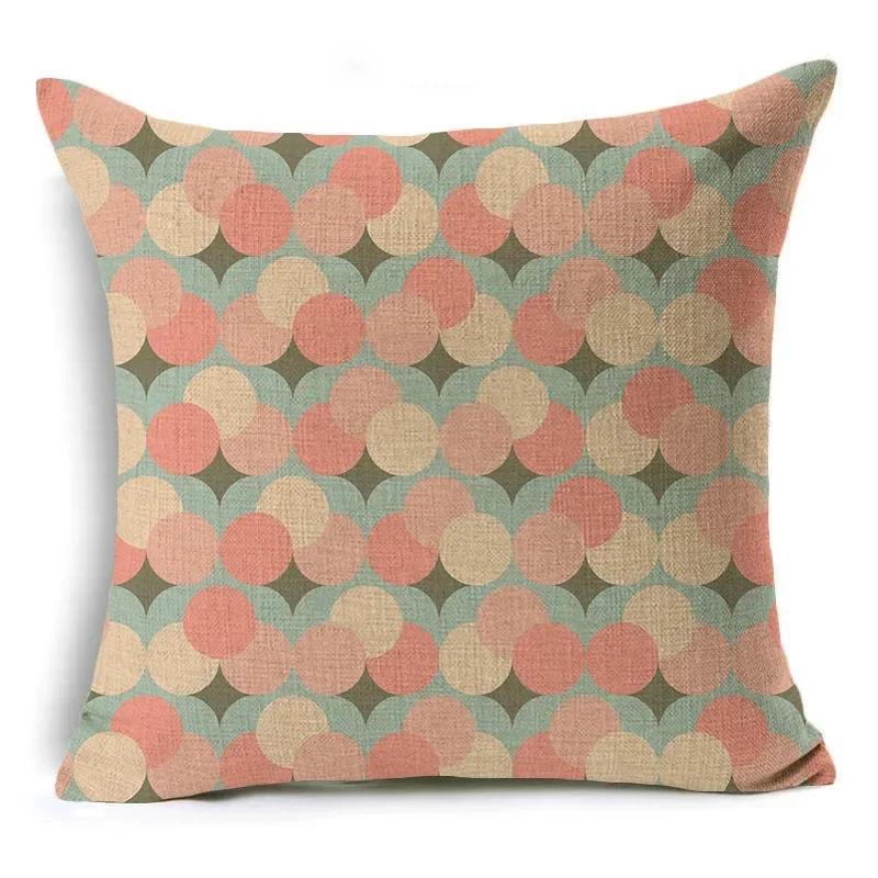Retro Geometry Linen Pillowcase Car Office Seat Linen Cushion Cover Sitting Room Sofa Decorative Pillowcase 45*45Cm