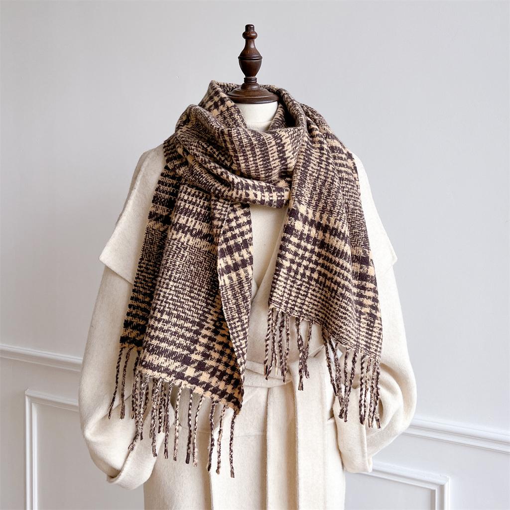 British Christmas Color, Scarf Women'S Winter Plaid Model, Imitation With Cashmere To Keep Students Warm In Autumn And Winter