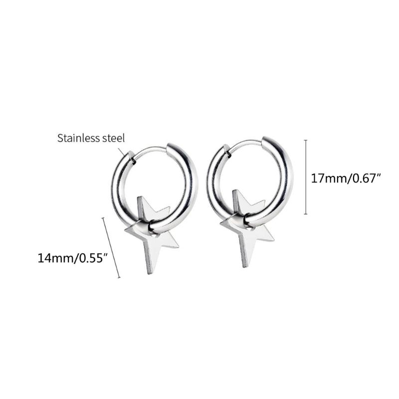 Hollow Hoop Earring Big-Star Earrings Stud Earring Stainless Steel Earring Women Jewelry Star Inverted Triangle-Earring