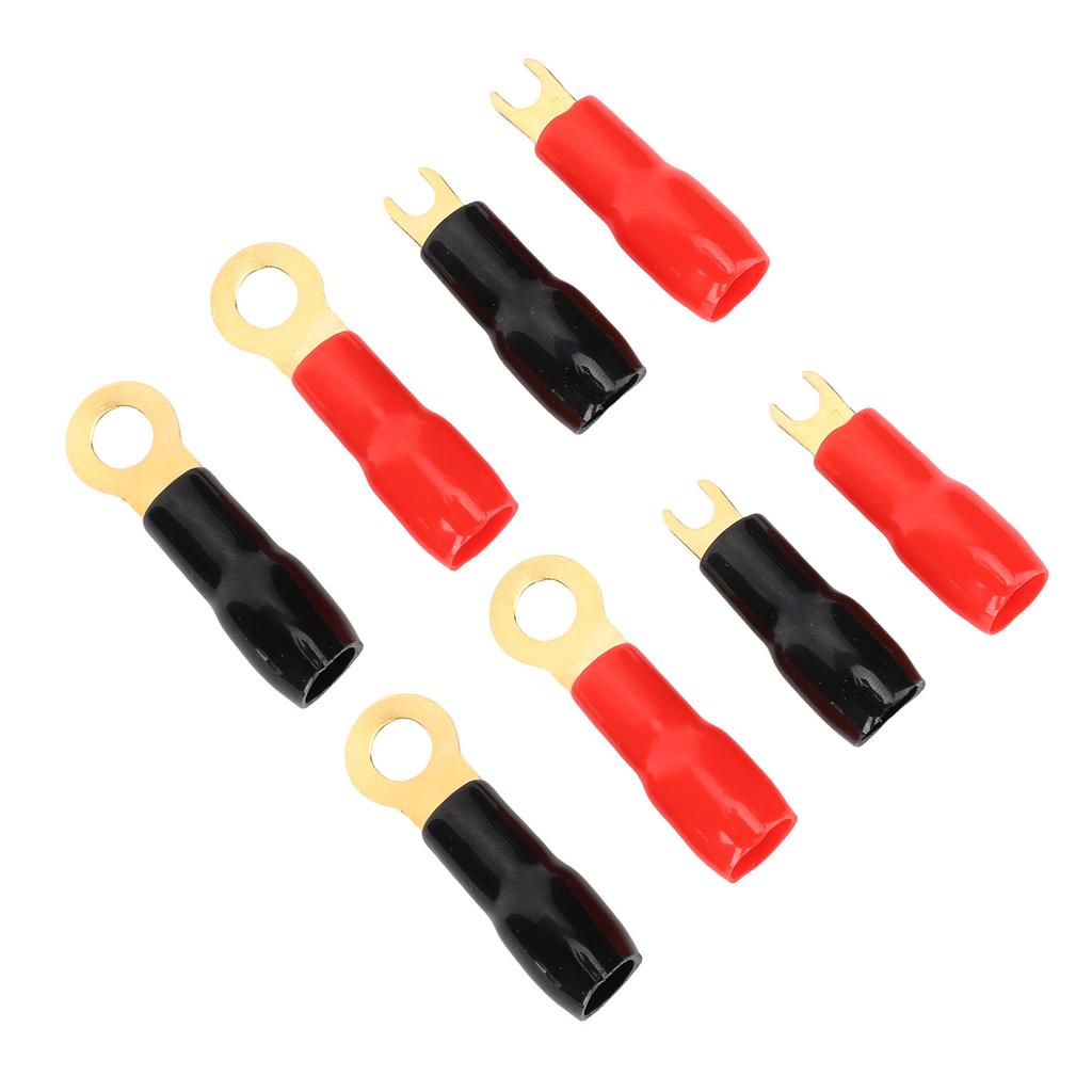 4 Gauge Streifen Gabelklemmen Gabel-Adapter Stecker Schwarz Rot Kupfer Crimpverbinder