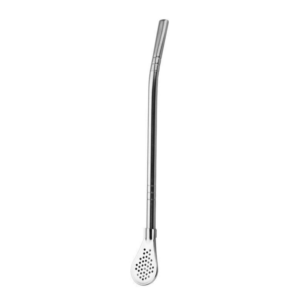 Stainless Steel Straw Spoon Dual-purpose Coffee Stirring Spoon