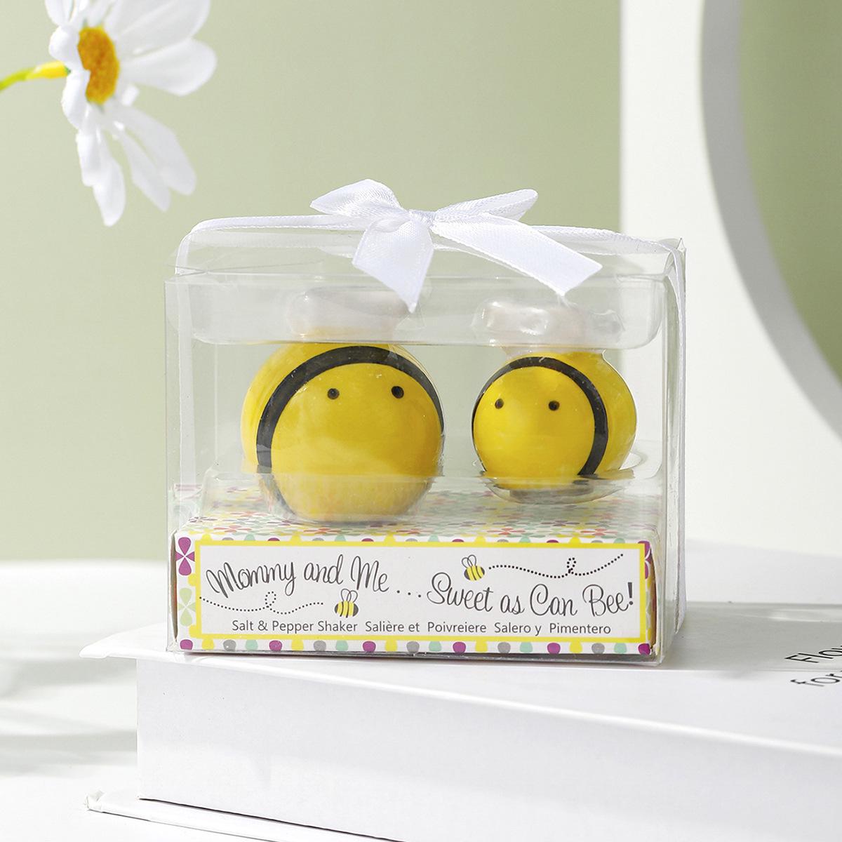 European Wedding Favor: Cute Ceramic Bee Seasoning Jar Set with Gift Box