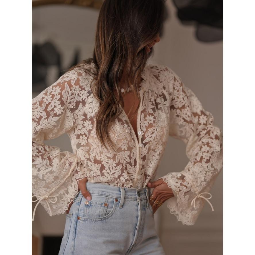 

YYFS женские модные повседневные весенне-осенние однотонные блузки и рубашки с длинными рукавами и v-образным вырезом с принтом XXL