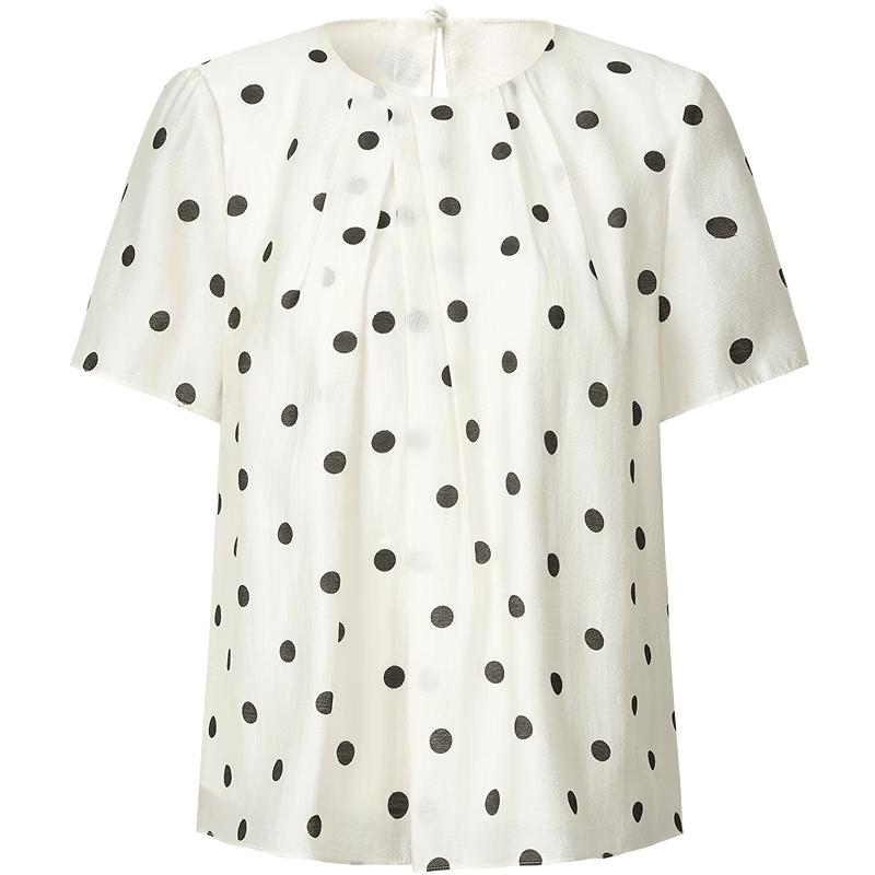 Jiu Zi Women's Retro French Polka Dot Lyocell Top