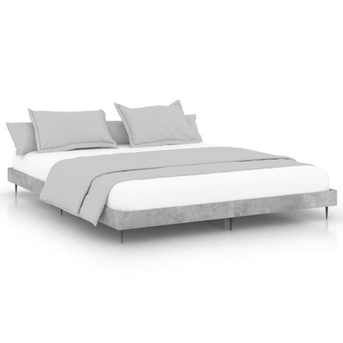 VidaXL Bed Frames Concrete Grey 160x200 Cm Engineered Wood 832233