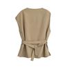 Fashion Style 2024 Summer New Arrival Women's Linen Blended Asymmetric round Neck Tops High Waist Pants 4043051