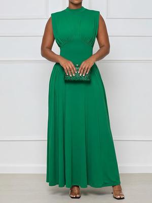 Women's Elegant Waist-Tie Solid Color Slim Dress