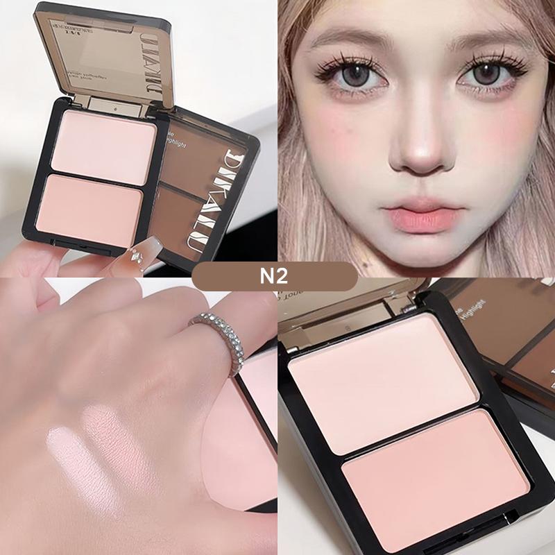 

Dikalu Contour Palette 3D Facial Bronzer Cosmetic Face Shading Powder Two-Toned Lasting Matte Nose Shadow Makeup Cosmetics as the picture