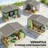 9 X 6FT Outdoor Garden Roofed Metal Storage Shed Tool Box with Foundation Ventilation & Doors Light, Grey