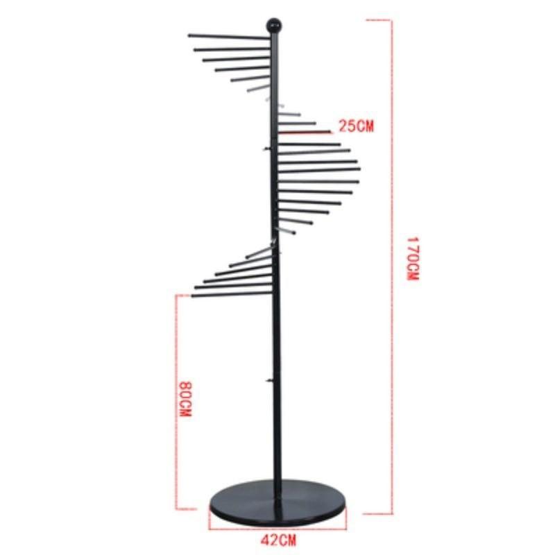 Multifunctional Clothing Store Floor Display Shelf Large Capacity Spiral Iron Scarf Rack Clothing Bag Display Stand