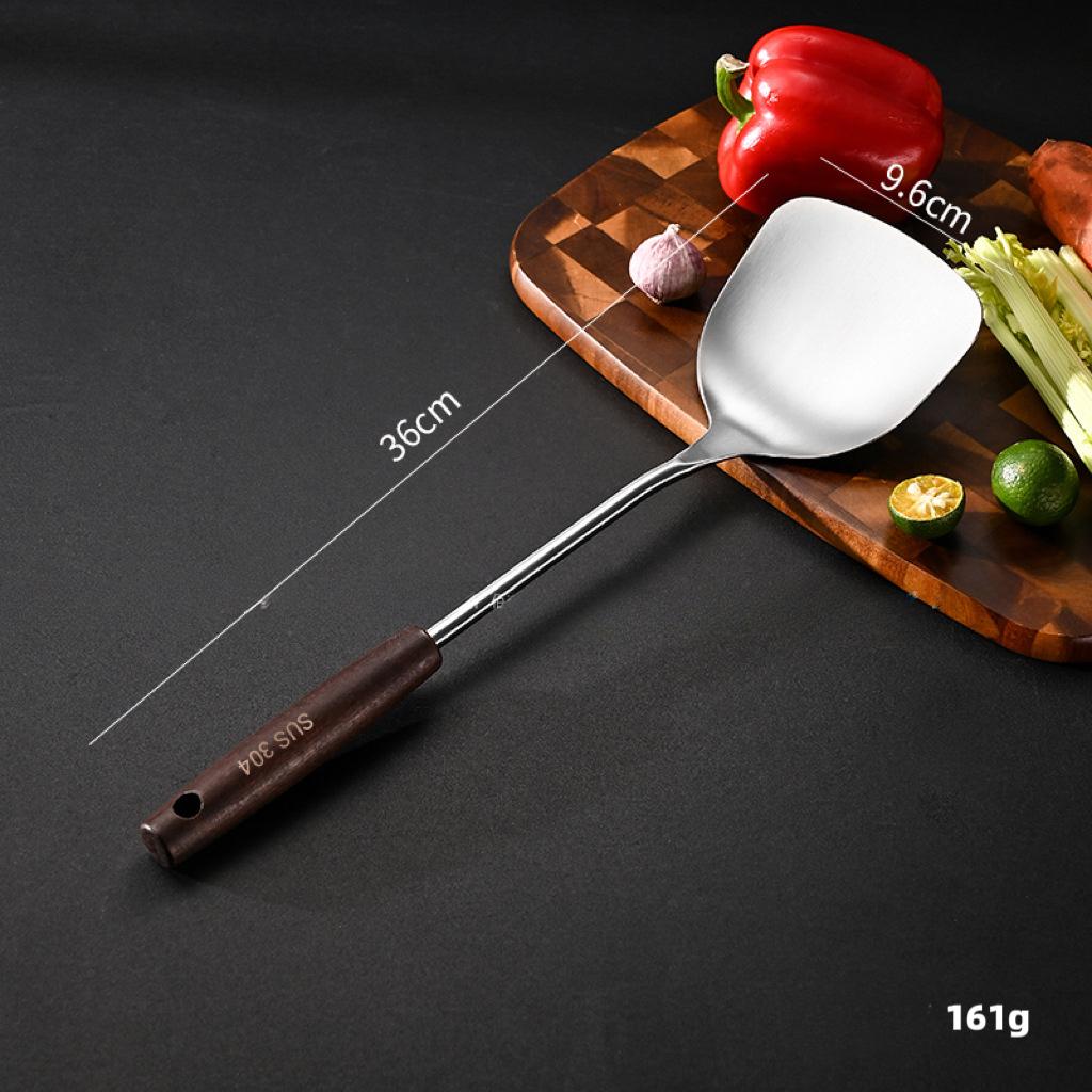 304 Stainless Steel Spatula Ladle Skimmer Set Vintage Wooden Handle High Temp Resistant Kitchen Cooking Utensils