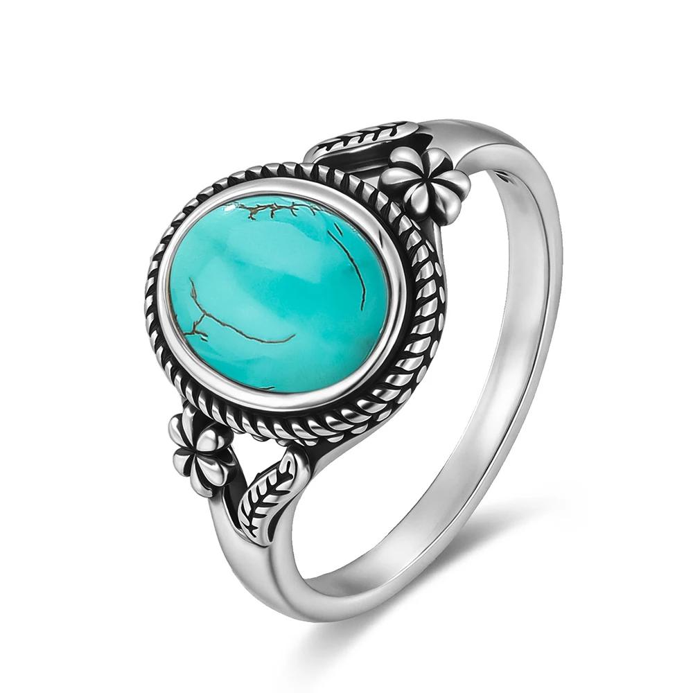 Vintage  Sterling Silver Natural Black Onyx 8*10mm Ring Flower Shaped Ring Fine Jewelry Finger Ring For Women