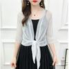 Summer Girls Lace Mesh Short Cardigan With Tie Closure For Casual Wear