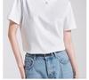 Women's High-End White Mercerized Cotton T-Shirt - Summer 2026 Pure Cotton Short Sleeve, Round Neck, Loose Fit, Slimming Top