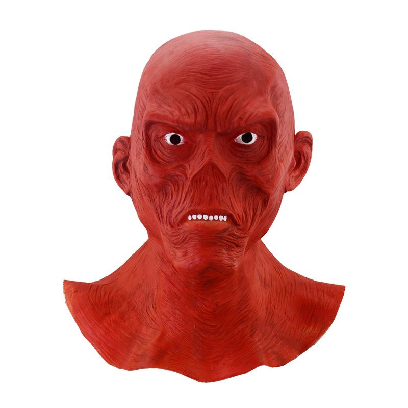 Halloween Red Skull Bloody Face Mask: Scary Latex Headgear for Haunted House and Escape Room Costumes