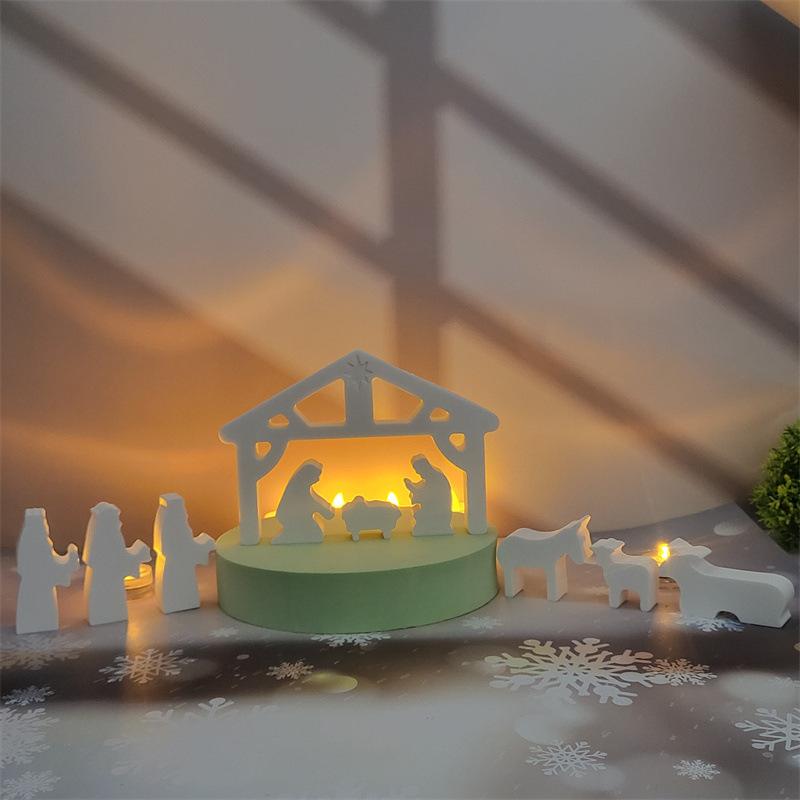 Christmas Nativity Set DIY Silicone Mold Christmas Ornament Decoration Cement Plaster Silicone Molds for Epoxy Resin