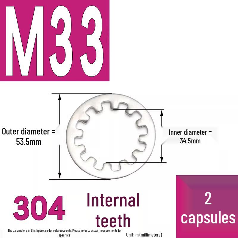 304 Stainless Steel External & Internal Tooth Lock Washer, Anti-Slip, Anti-Loosening, Size M6-M30