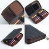Genuine Leather Zipper Pencil Case Retro Zip Pen Pouch For School Students Supplies Gifts Cowhide Pencil Bag with Pen Slots